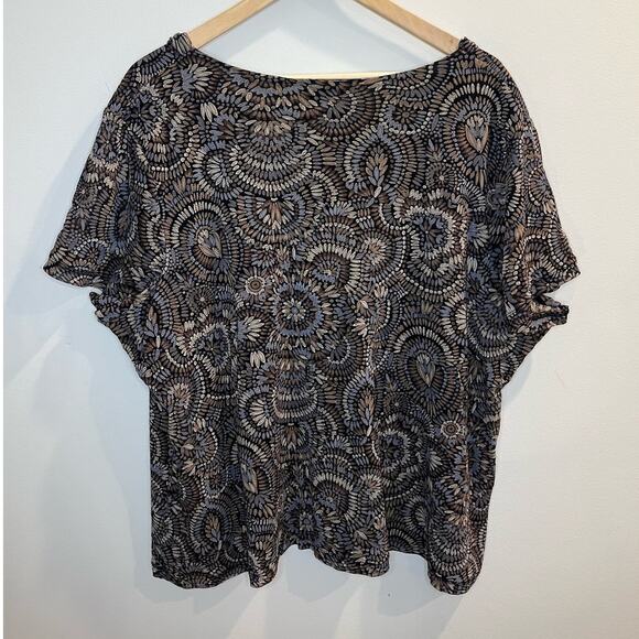 Croft And Barrow Women's Dark Paisley Top Size‎ 3X Micro Mesh Dark Romantic - Picture 2 of 5